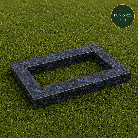 Grabeinfassung aus Granit Labrador Blue Pearl – Profil 10 × 5 cm