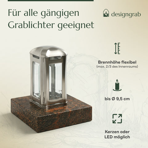 Venezia grave lamp made of stainless steel, silver-coloured, 13×13×24 cm