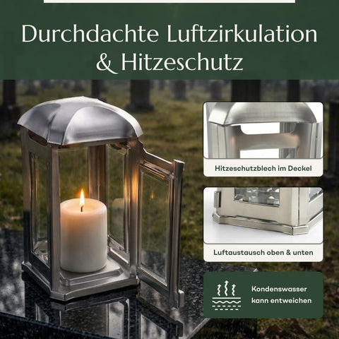 Venezia grave lamp made of stainless steel, silver-coloured, 13×13×24 cm