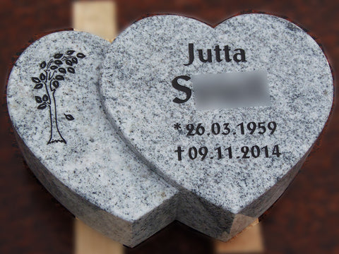 Doppeltes Herz aus Granit verschiedene Granitsorten