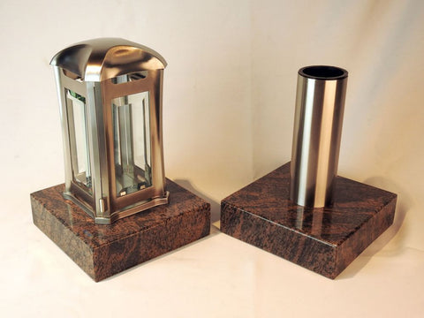 Venezia grave lantern & vase in solid granite