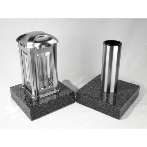 Venezia grave lantern & vase in solid granite