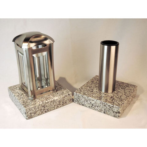 Venezia grave lantern & vase in solid granite