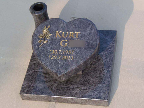 Heart on a granite base plate, various types of granite
