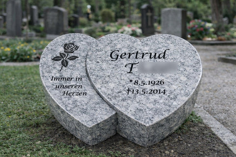 Double heart in various types of granite granite