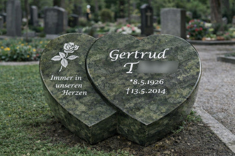 Double heart in various types of granite granite