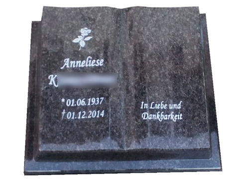 Reclining stone "open book with cover"